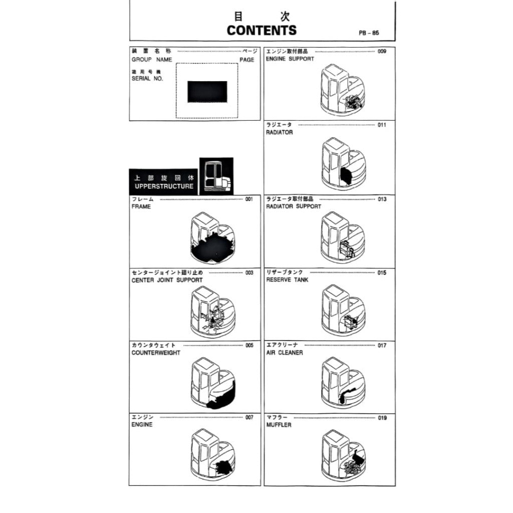 (PHOTOCOPY) HITACHI Excavator EX75UR Parts Catalog Book Manual