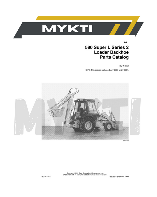 Printed Parts Manual CASE 580L Series 2 Loader Backhoe Part Manual Catalog Book